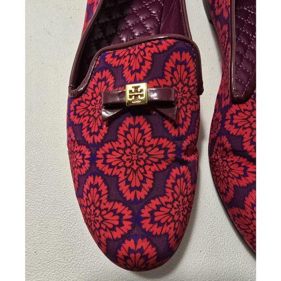 Tory Burch Floral Print Chandra Flats Shoes Patent Piping Padded Insole Sz 9.5 M - Picture 9 of 13